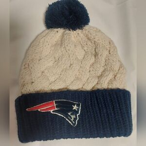 NFL Cream and Navy Knit Pom Beanie